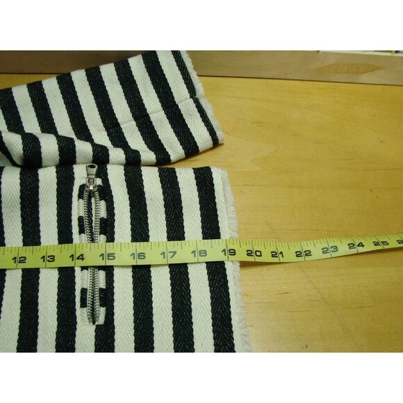 Metaphor Open Front Blazer Jacket XS Raw Hem Black White Striped Pockets Lined - Picture 12 of 12